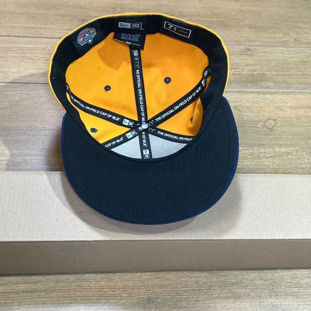 New Era 59FIFTY Montgomery Biscuits MiLB Fitted‎ Hat Yellow Navy Size 7 3/4
